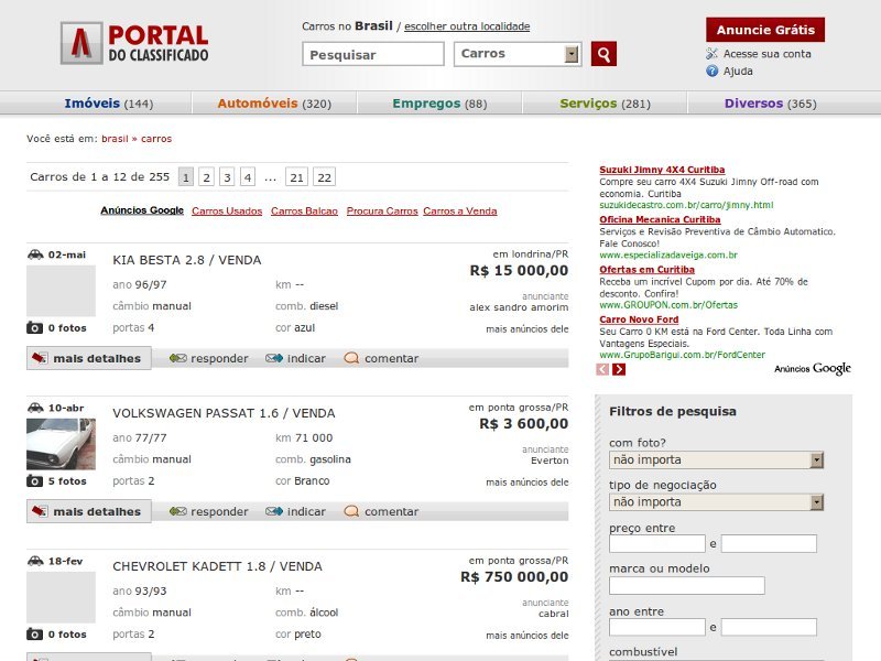 lista de imóveis