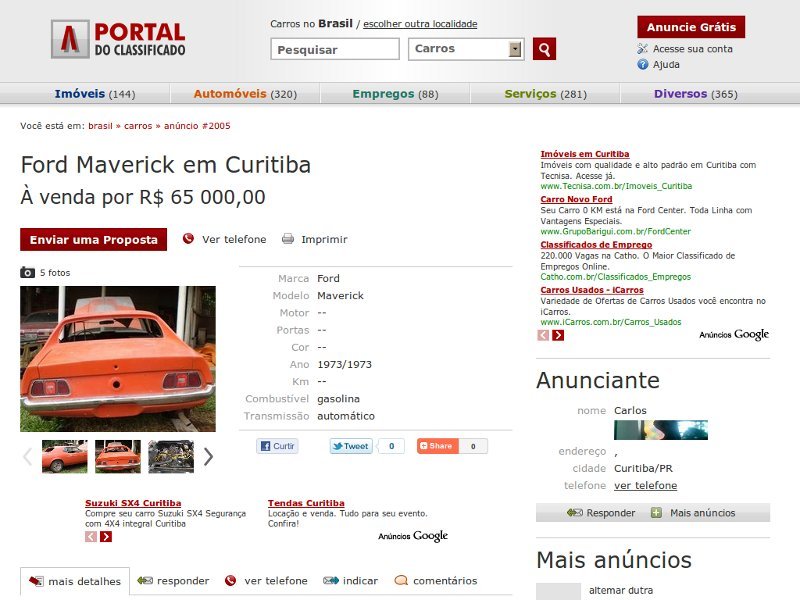 detalhes de um anúncio